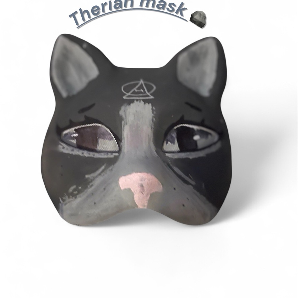 Gray and black Therian cat mask